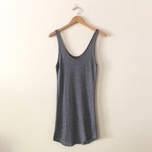 Monrow Striped Ribbed Tank Midi Dress in Gray